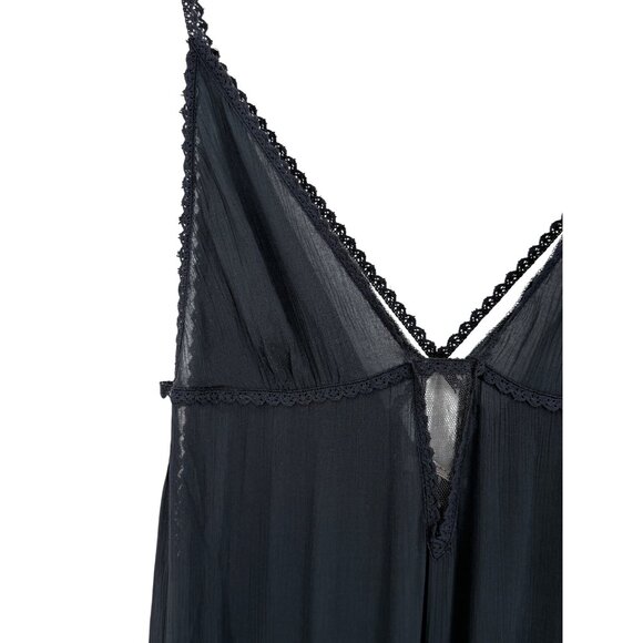 RARE Vtg NWT Free People Gray Lace Crochet Maxi Slip Dress | Whimsigoth Boho M - Picture 4 of 16